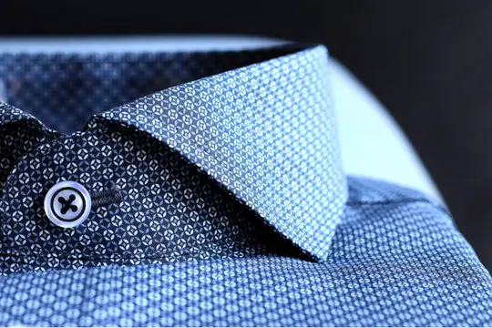 blue shirt with standard collar