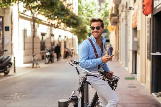 smart casual man on bike
